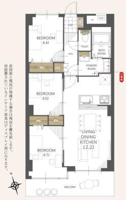 板橋区高島平 西台駅徒歩5分 中古マンション 3階 58.35㎡ 3LDK｜ウエストハイツ高島平