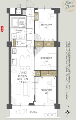 北区赤羽西 本蓮沼駅徒歩9分 中古マンション 3階 58.07㎡ 3LDK｜西赤羽グリーンハイツ