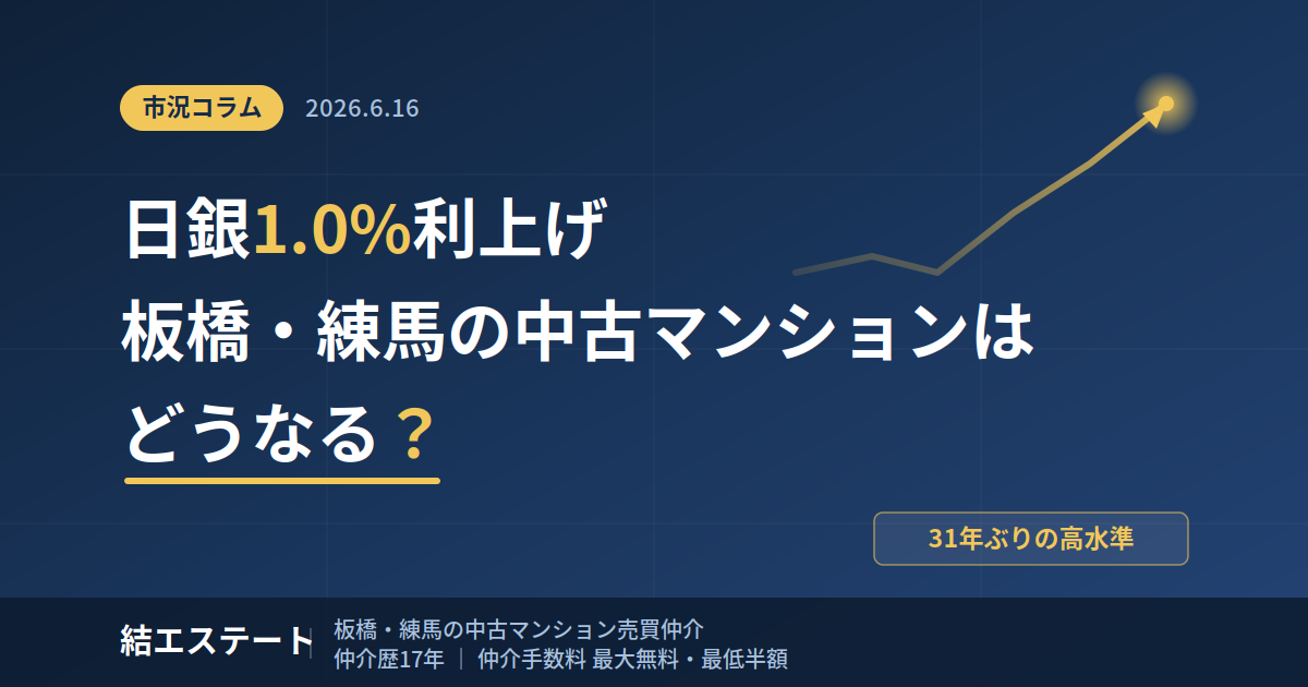 【2026年6月】日銀1.0%利上げで板橋・練馬の中古マンションはどうなる？仲介歴17年が解説