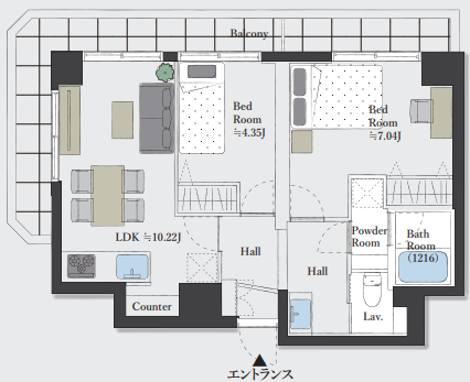 板橋区熊野町 大山駅徒歩7分 中古マンション 2階 48.30㎡ 2LDK｜ランデン池袋