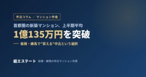 首都圏の新築マンションが上半期平均1億円を突破したことを伝える結エステートの市況コラム