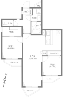 板橋区前野町 ときわ台駅徒歩13分 中古マンション 2階 60.97㎡ 2LDK｜GSハイムときわ台